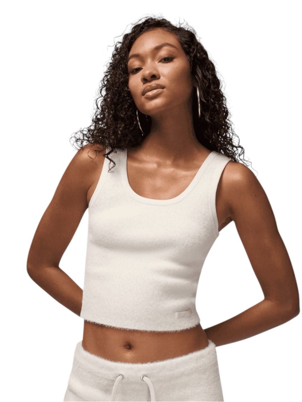 Nike Air Jordan White Fuzzy Cropped Tank Top